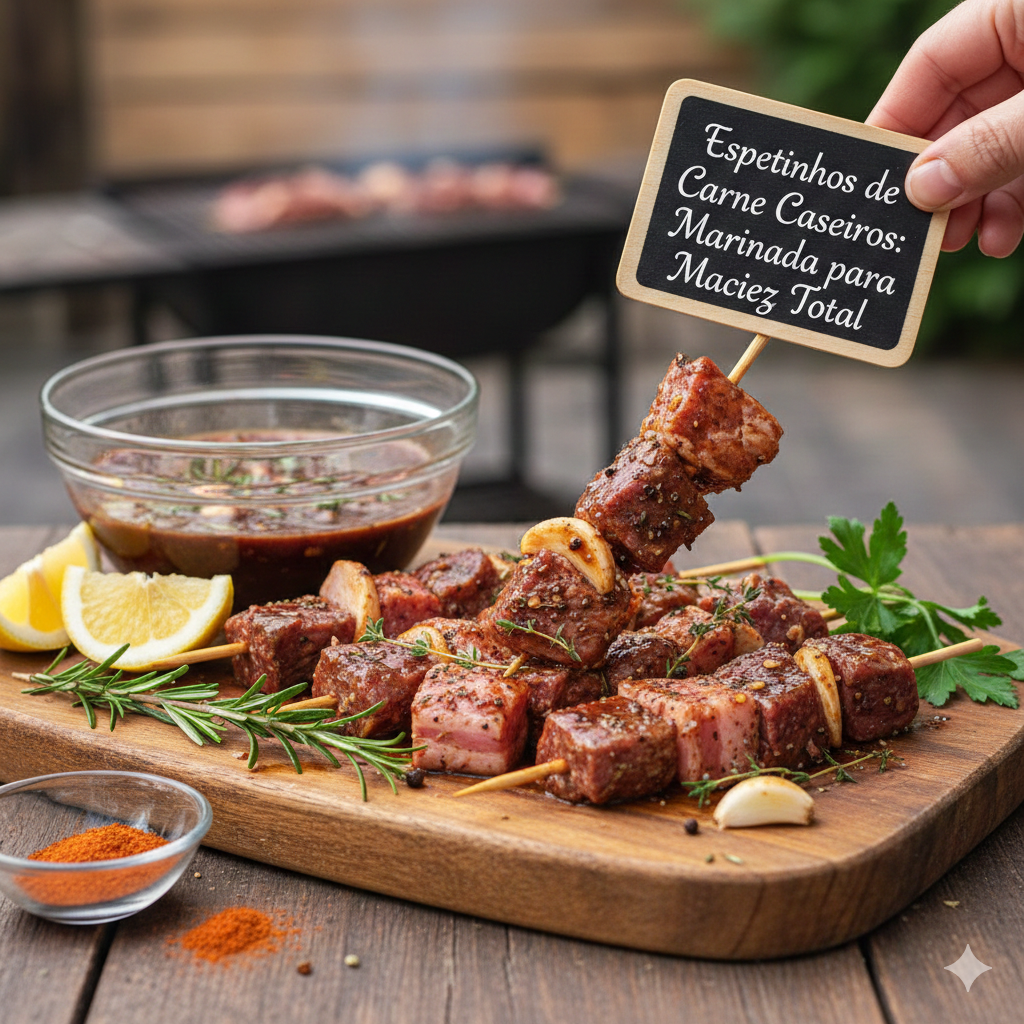Espetinhos de Carne Caseiros: Marinada para Maciez Total