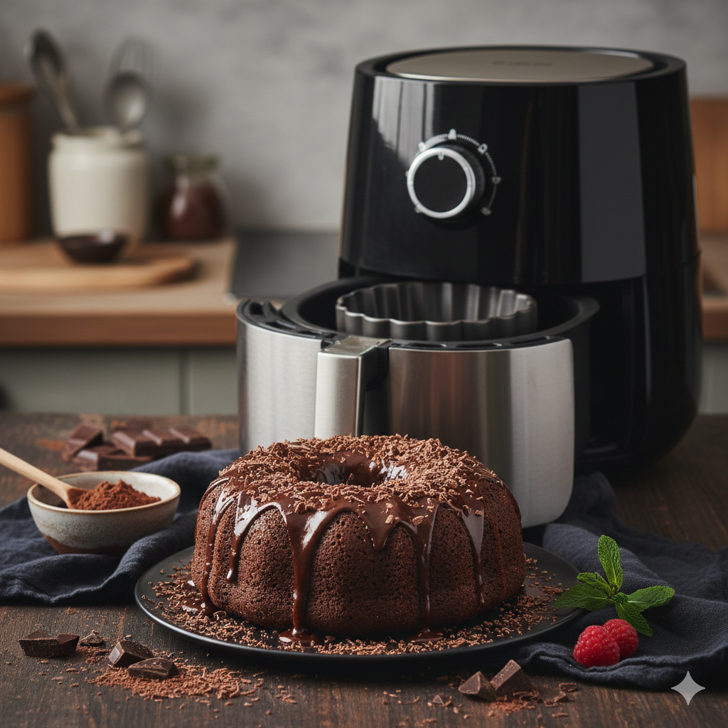 Como fazer Bolo de Chocolate na Airfryer (Pronto em 15 minutos)