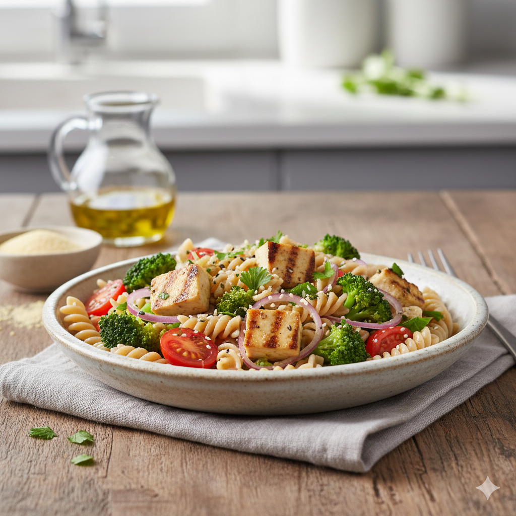 Como fazer Salada de Macarrão Integral com Brócolis e Tofu