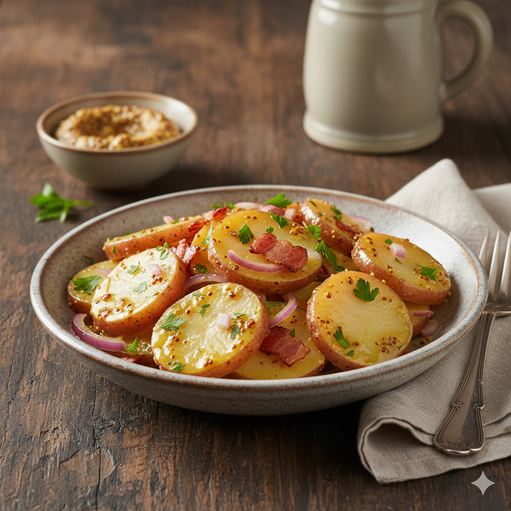 Como fazer Salada de Batata Alemã (Kartoffelsalat) com Mostarda