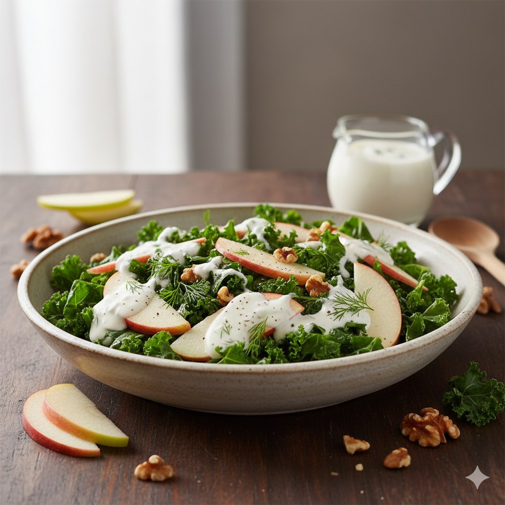 Como fazer Salada de Couve com Maçã e Molho de Iogurte
