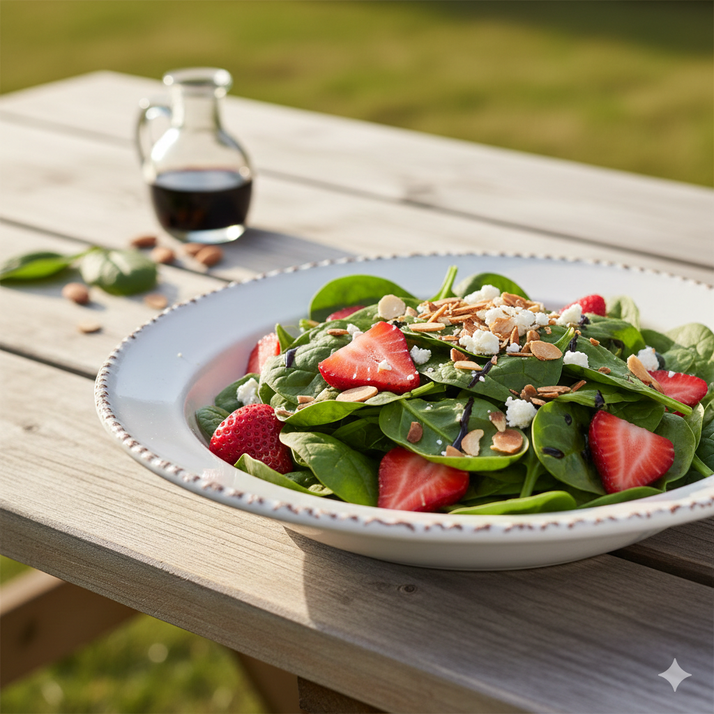 Como fazer Salada de Espinafre Baby com Morangos e Balsâmico