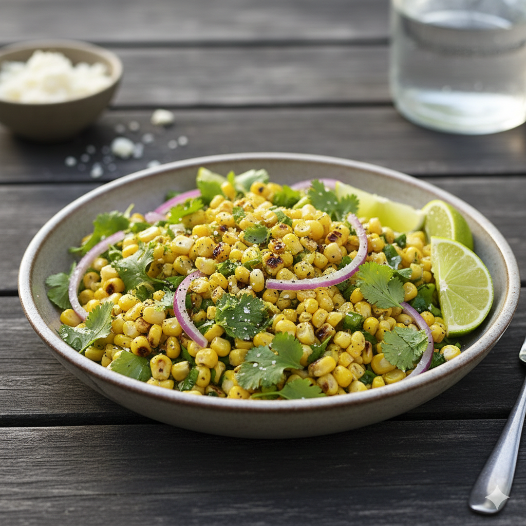 Como fazer Salada de Milho Verde Assado com Coentro e Lima