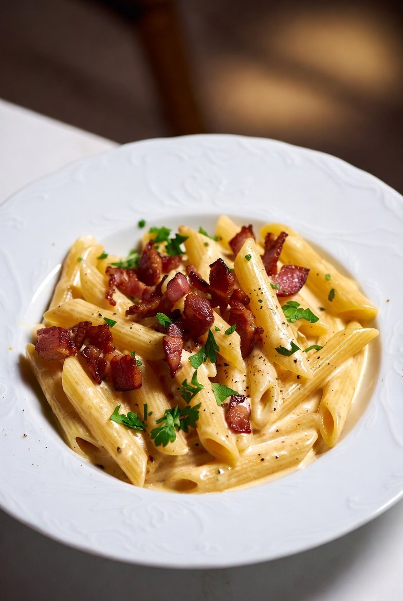 Como fazer Penne à Carbonara (Receita Original com Bacon)
