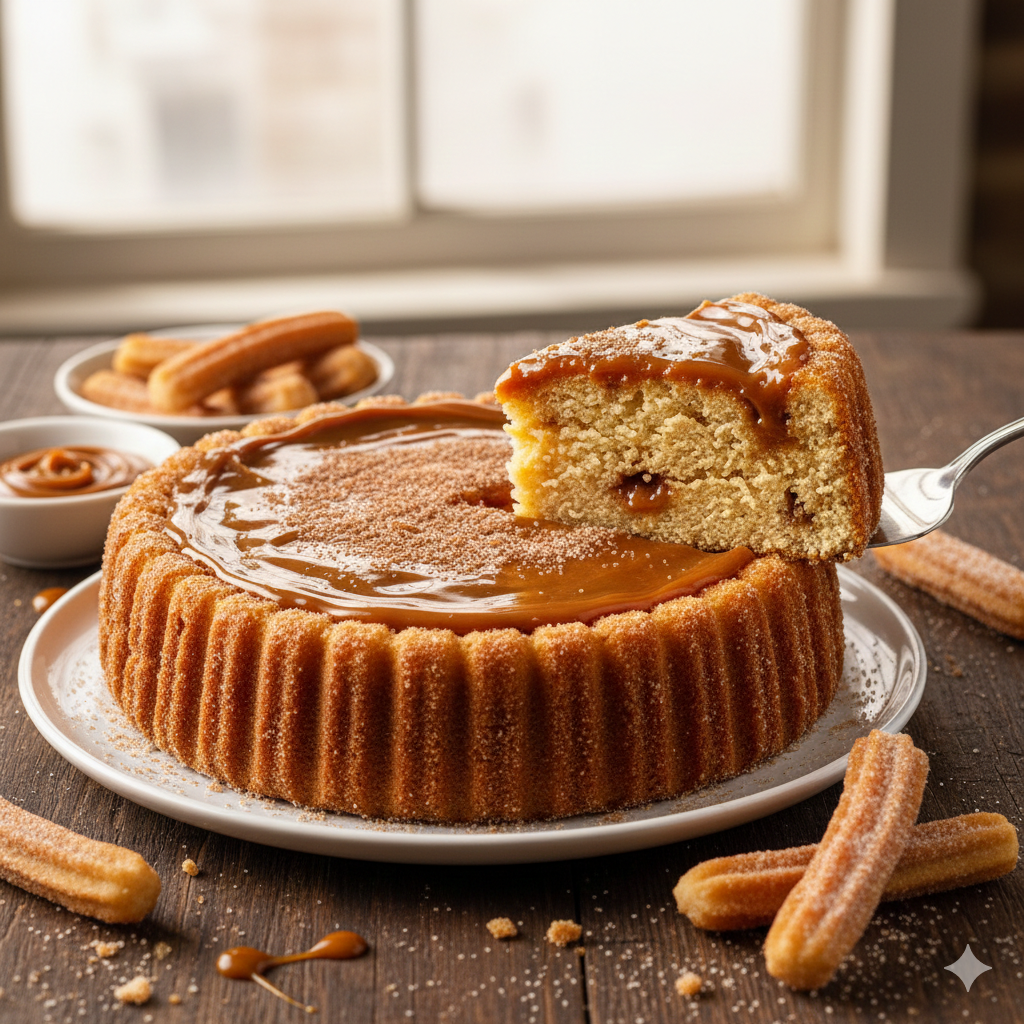 Bolo de Churros Invertido (Com Doce de Leite na Forma)