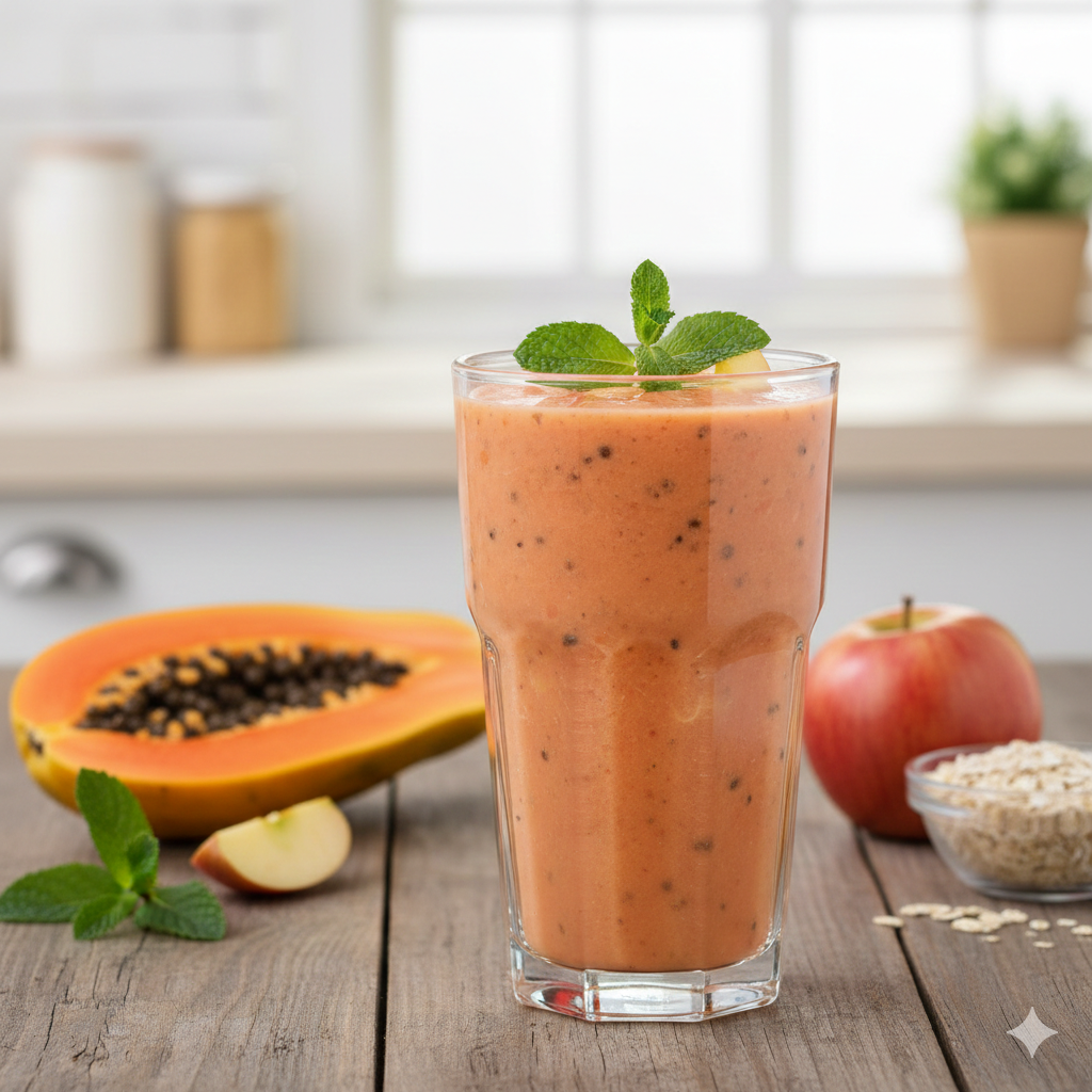 Vitamina de Mamão com Maçã para o Bom Funcionamento do Intestino