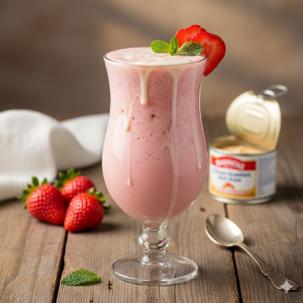 Como fazer Batida de Morango com Leite Condensado (Sem Álcool)