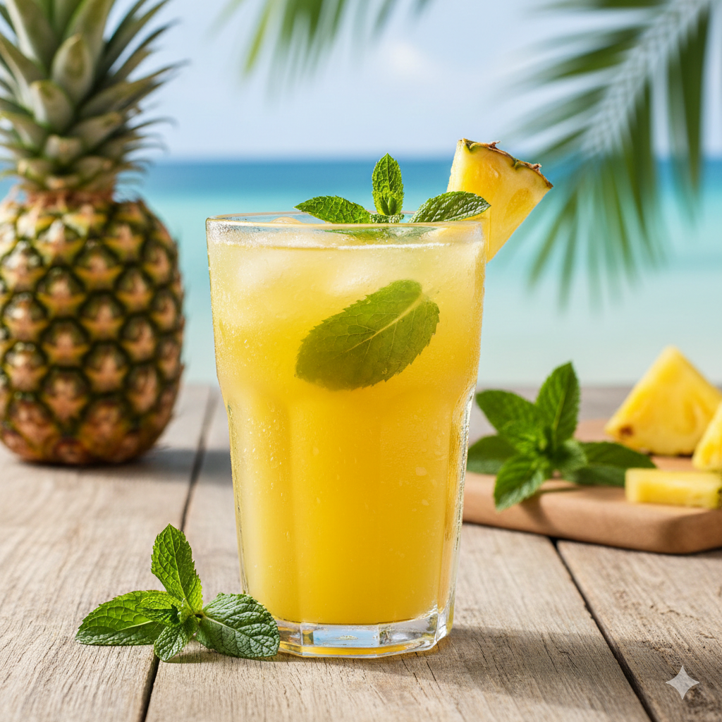 Como fazer Suco de Abacaxi com Hortelã: Refrescância em 2 Minutos