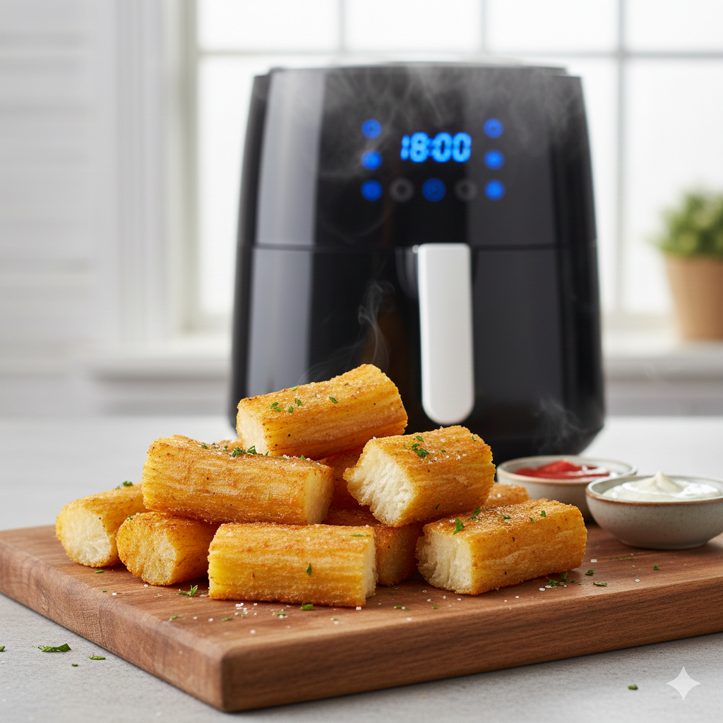 Como fazer Mandioca "Frita" na Air Fryer: Macia por dentro e dourada por fora