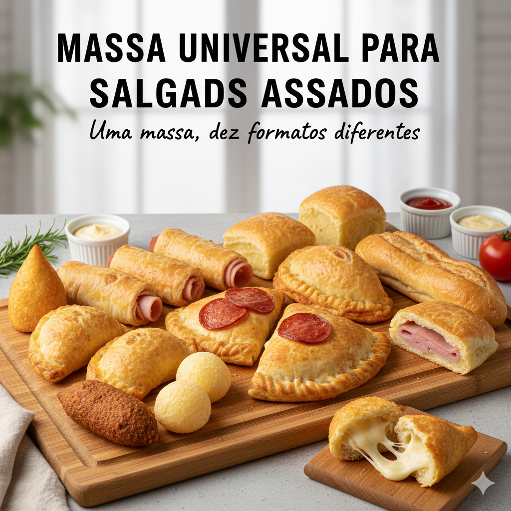 Massa Universal para Salgados Assados: Uma massa, dez formatos diferentes