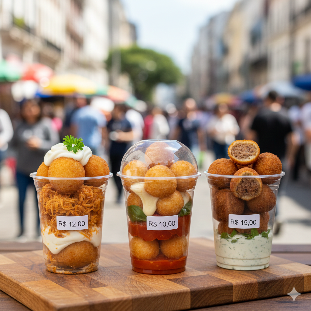 Salgados no Copo: Como montar e precificar para vender na rua