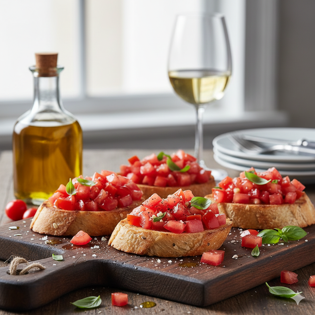 Como fazer Bruschetta de Tomate e Manjericão: Entrada sofisticada em minutos