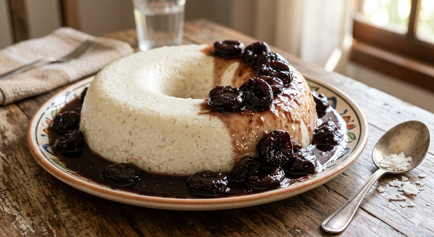 Como fazer Manjar de Coco com Calda de Ameixas Pretas