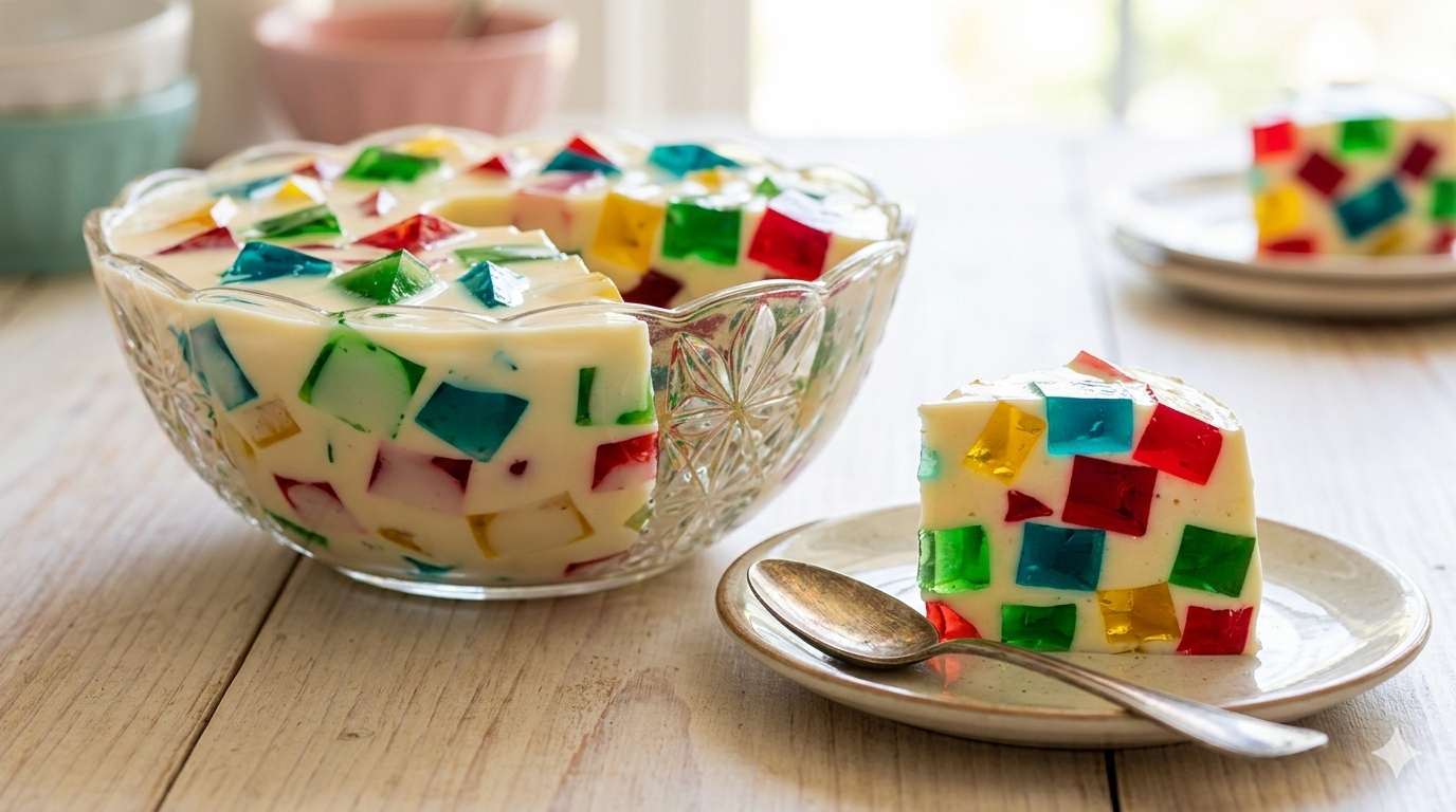 Como fazer Gelatina Colorida Cremosa (Mosaico de Gelatina)