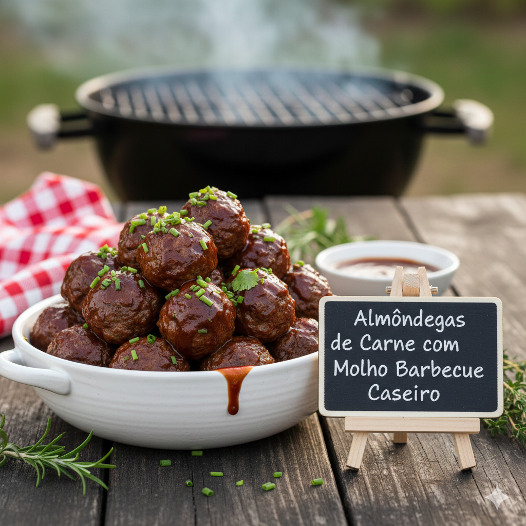 Almôndegas de Carne com Molho Barbecue Caseiro