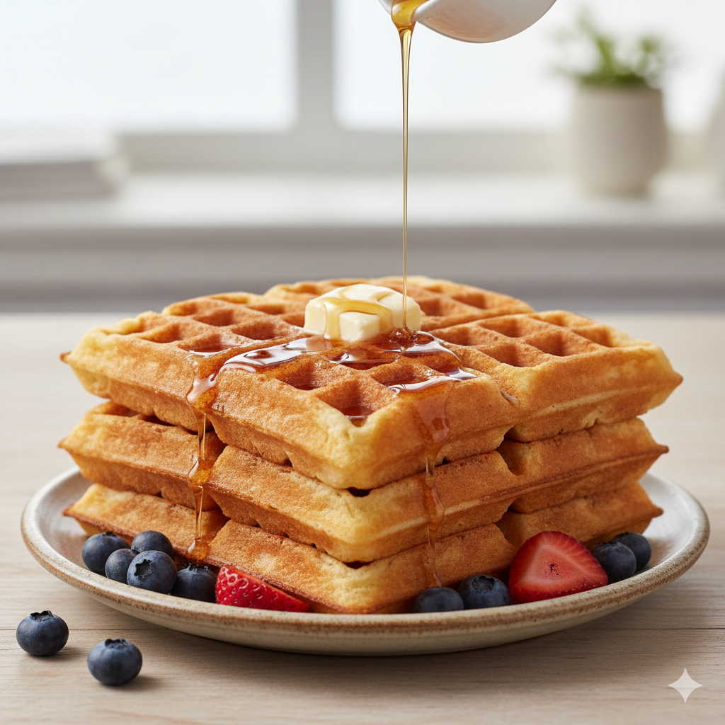 Waffle Americano Original: Crocante por fora e macio por dentro